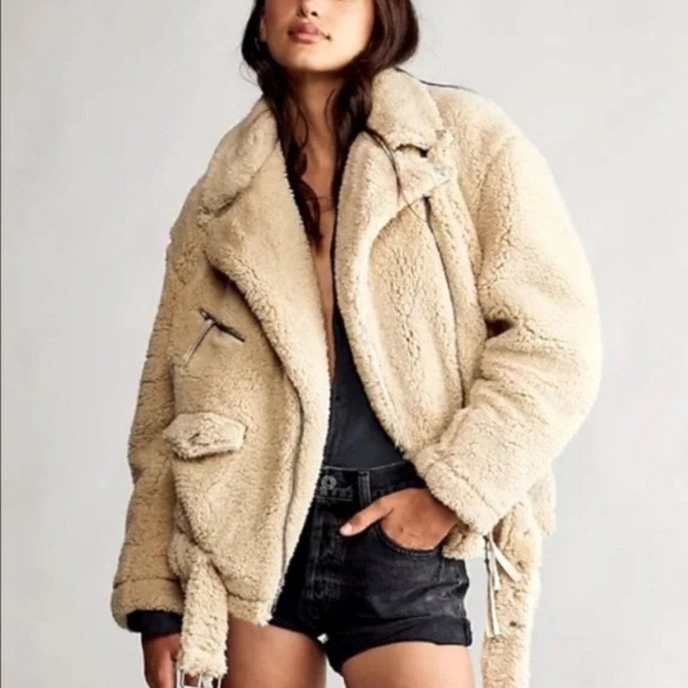 NWT Free People So Cozy Slouchy Moto Biker Jacket